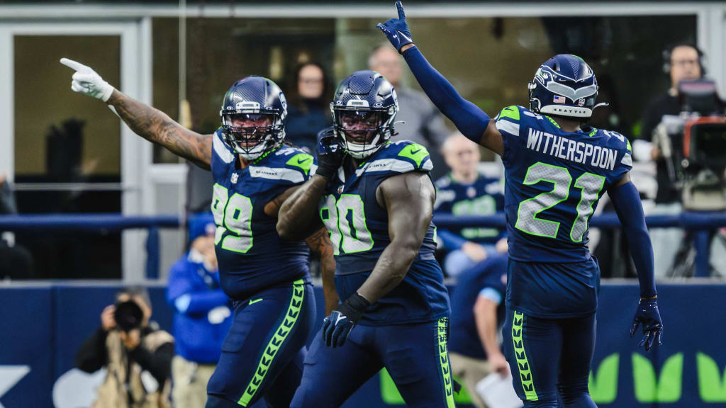 Seahawks defense celebrating a big play